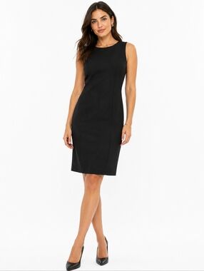 MARIO SERRANI ITALY Black Sheath Dress Knee Length Sleeveless Business Size 10